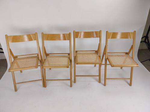 vier mid-century klapstoelen, Huis en Inrichting, Stoelen, Zo goed als nieuw, Vier, Bruin, Ophalen