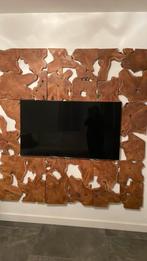 Achterwand hout voor tv nu met tv 55inch samsung, Ophalen, Zo goed als nieuw, Vrijstaande haard, Houthaard