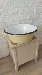 Leuke vintage Franse emaille schaal lichtgeel, Ophalen of Verzenden