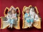 3) Twee oude porseleinen kitsch beeldjes. Gaaf., Antiek en Kunst, Antiek | Porselein, Ophalen of Verzenden