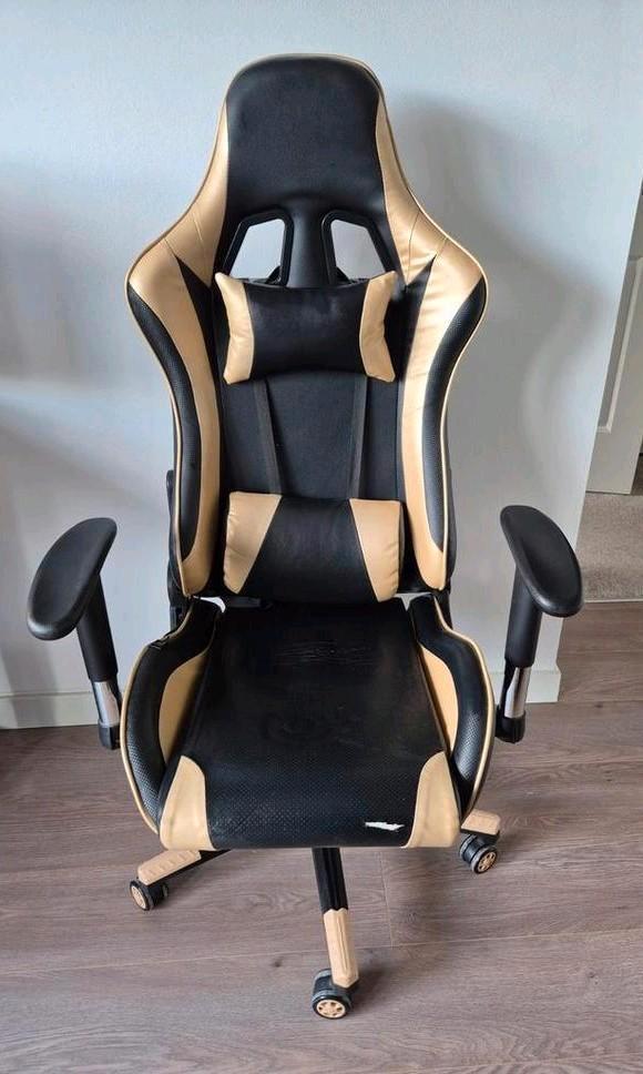 Gaming bureaustoel * zwart/goud *, Huis en Inrichting, Bureaustoelen, Gebruikt, Bureaustoel, Beige, Gaming bureaustoel, Ophalen