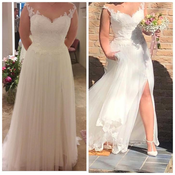 Modeca lichtgewicht jurk 38, Kleding | Dames, Trouwkleding en Trouwaccessoires, Zo goed als nieuw, Trouwjurk, Wit, Ophalen of Verzenden