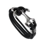 Zwarte Leren Armband met RVS Anker Dames Heren, Sieraden, Tassen en Uiterlijk, Armbanden, Birgitta-Gracht 33, 6465 EL Kerkrade, Nederland
