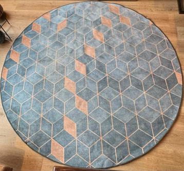 Groot Rond vloerkleed met geometrisch patroon diameter 240cm beschikbaar voor biedingen