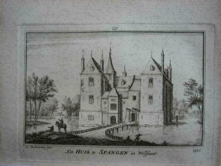 139 / Spangen het Huis Kopergravure 18e eeuw, Antiek en Kunst, Kunst | Etsen en Gravures, Ophalen of Verzenden