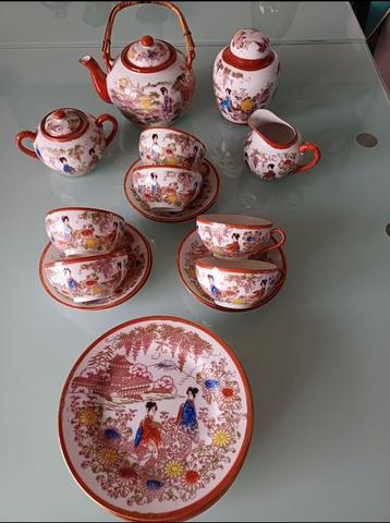Vintage Japans theeservies eierschaal porselein Geisha beschikbaar voor biedingen