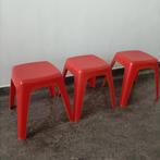 3 vintage rode plastic krukjes retro jaren 70 space age, Kunststof, Gebruikt, Ophalen of Verzenden