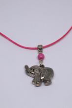 Roze waxkoord met olifanten hangertje, Nieuw, Ophalen of Verzenden, Roze, Met hanger