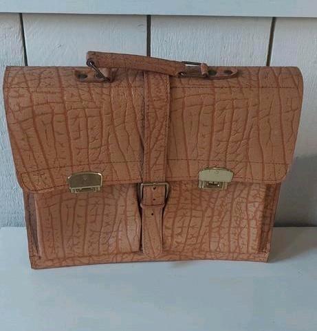 Vintage tas van leer lederen Handtas werk aktetas kantoor, Sieraden, Tassen en Uiterlijk, Tassen | Reistassen en Weekendtassen