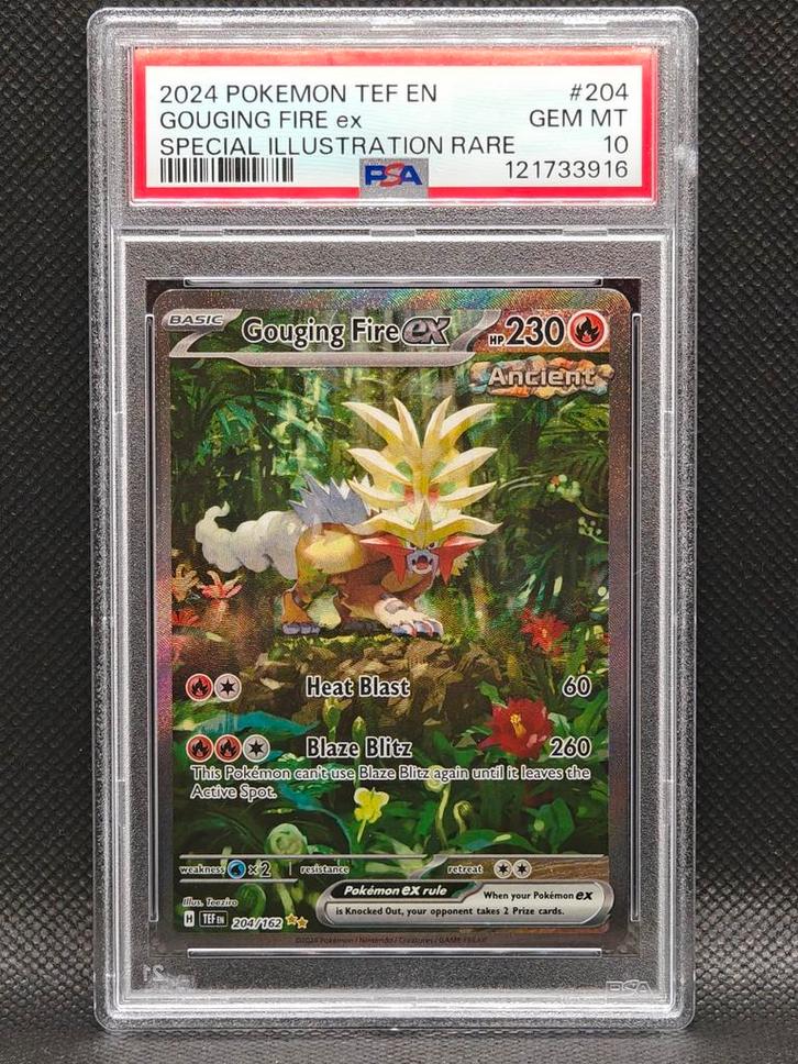 PSA 10 GEM MINT Gouging Fire ex 204 Temporal Forces, Hobby en Vrije tijd, Verzamelkaartspellen | Pokémon, Zo goed als nieuw, Ophalen of Verzenden