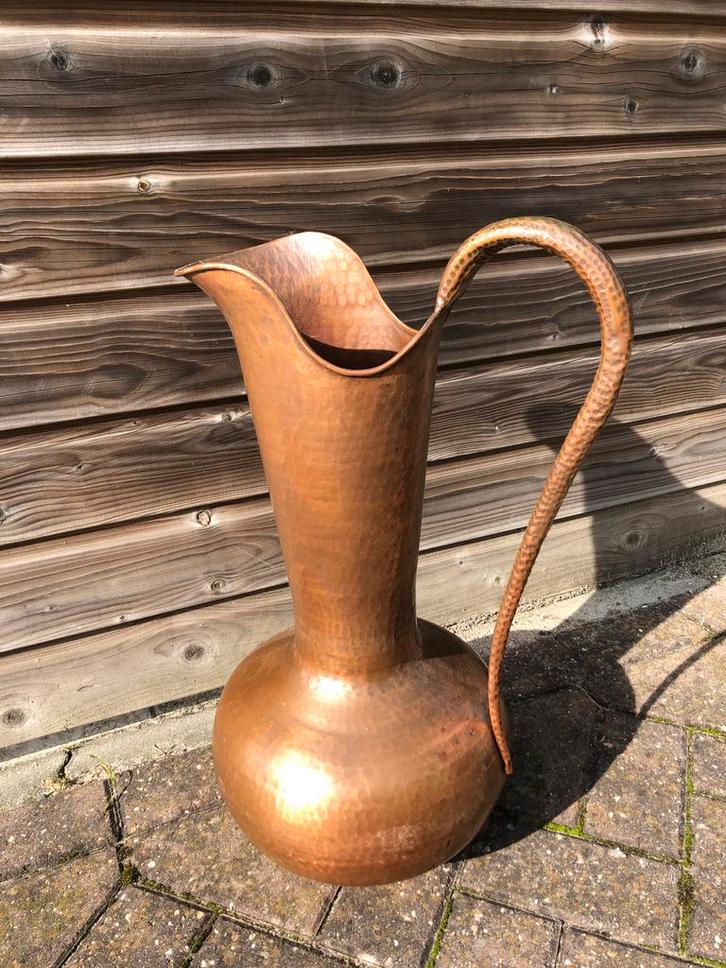 Franse gehamerde koperen vaas 60 cm stijlvol grote bloemen, Antiek en Kunst, Antiek | Koper en Brons, Ophalen of Verzenden