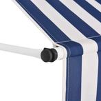 Luifel handmatig uittrekbaar 300 cm blauw en witte strepen, Ophalen of Verzenden, Nieuw