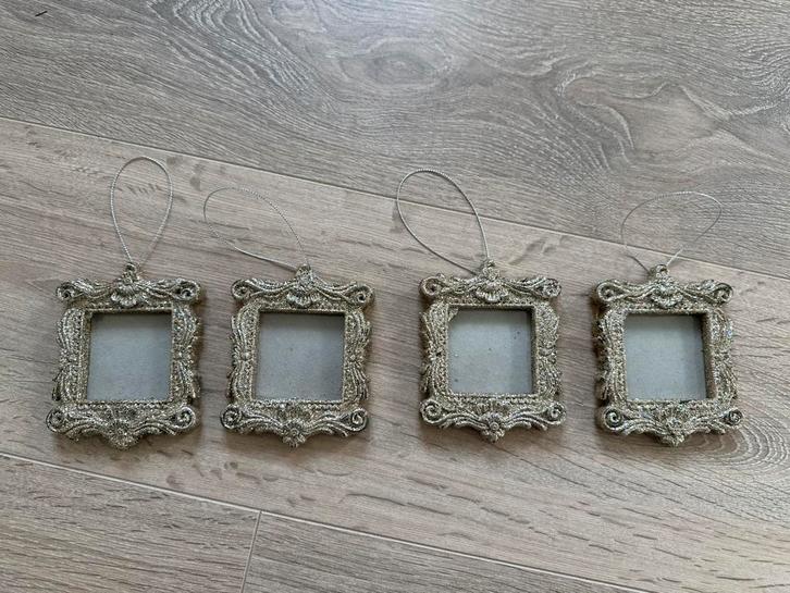 Gouden kerstornamenten fotolijstjes voor in kerstboom, Diversen, Kerst, Zo goed als nieuw, Ophalen of Verzenden