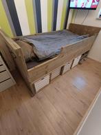 Steigerhouten bed 90x200, Ophalen, 90 cm, Eenpersoons, Zo goed als nieuw