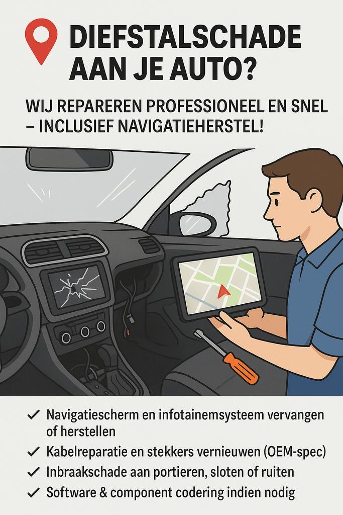 Diefstalschade | Auto inbraak | Kabelboom herstel, Auto diversen, Autoradio's, Ophalen