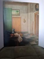19e eeuw Paneel  Stilleven Interieur van een keuken-, Antiek en Kunst, Kunst | Schilderijen | Klassiek, Ophalen of Verzenden