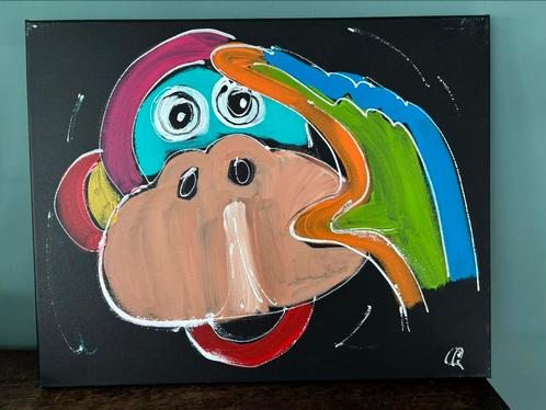 Schilderij monkey business, door CM Leushuis met certificaat, Antiek en Kunst, Kunst | Schilderijen | Modern, Ophalen