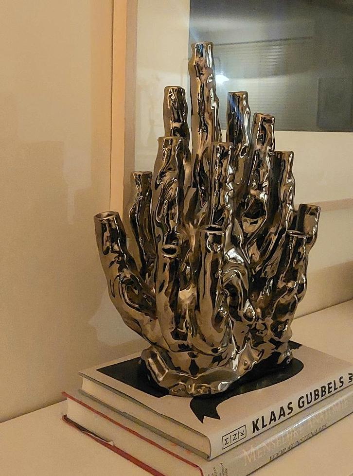 Pols Potten vaas 20 tulpen zilver, Huis en Inrichting, Woonaccessoires | Vazen, Zo goed als nieuw, Overige kleuren, Minder dan 50 cm