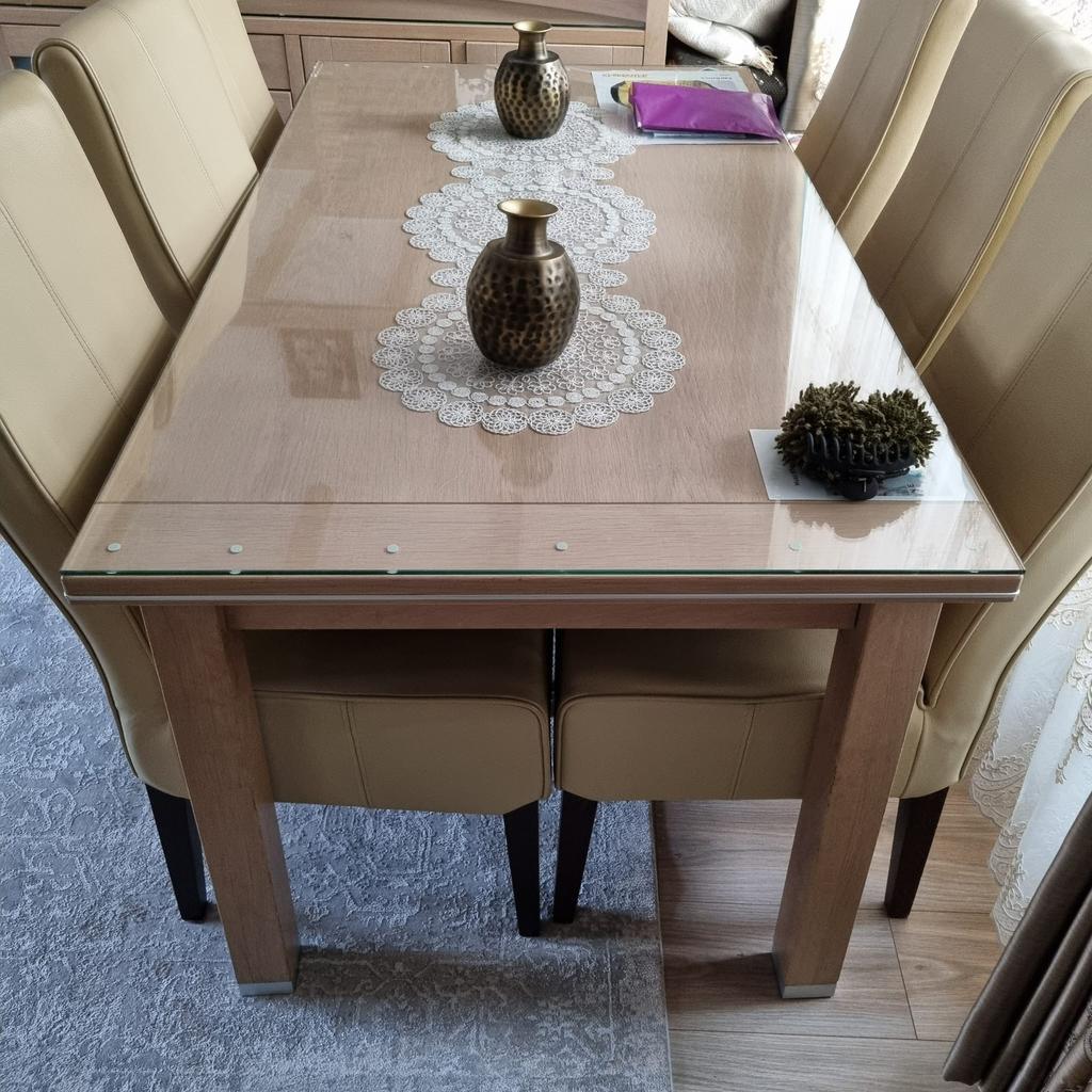 Eettafel hout 6 tot 8 persoons, Huis en Inrichting, Complete eetkamers, Ophalen, Zo goed als nieuw, Hout, 6 tot 8 stoelen