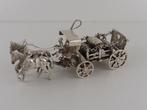 Zilveren miniatuur Bierwagen met 2 paarden              Z101