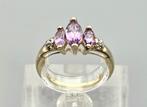 Gouden Vintage ring edelsteen amethist en diamant. 2025/581.
