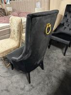 VOORRAAD SALE! Barok Stoel Fauteuil Zwart velvet Goud ring, Ophalen, Nieuw