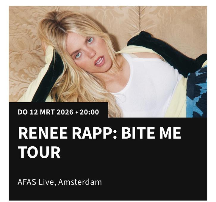 Ticket Renee Rapp - Bite Me Tour (12 maart 2026, AFAS Live), Tickets en Kaartjes, Concerten | Pop, Eén persoon, Maart