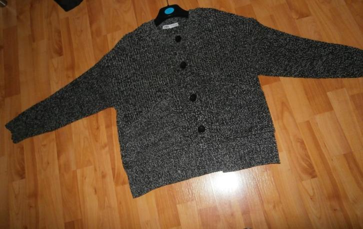 Mooi dik gebreid zwart gemeleerd Zara vest mt S valt als M ., Kleding | Dames, Truien en Vesten, Zo goed als nieuw, Maat 38/40 (M)