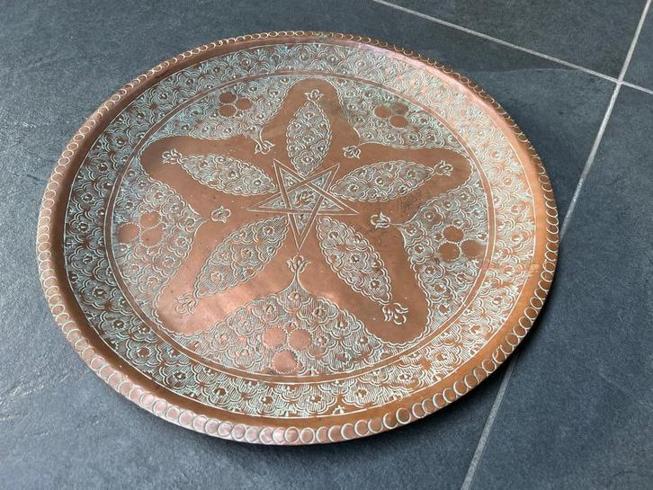 Marokkaanse koper schaal oosters wanddecoratie 34,5 cm, Huis en Inrichting, Woonaccessoires | Schalen en Manden, Zo goed als nieuw