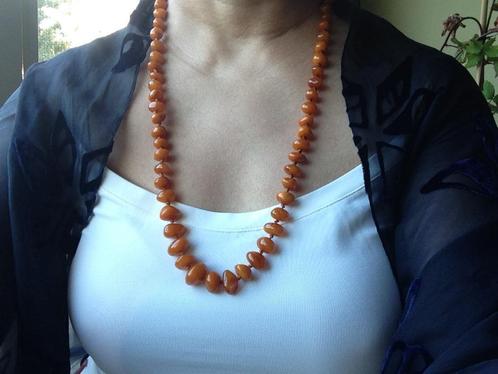 Vintage barnsteen ketting met toffeekleurig, Sieraden, Tassen en Uiterlijk, Antieke sieraden, Ketting, Overige materialen, Verzenden