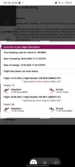 VLIEGTICKET DUSSELDORF/ALBANIE 270 euro, Tickets en Kaartjes, Eén persoon, Vliegtuig, Buitenland, Met bestemming of datum