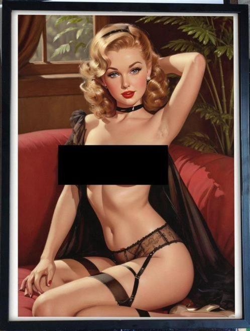 [Poster in Frame] Sexy Retro Pin up Naakt., Verzamelen, Posters, Nieuw, Rechthoekig Staand, Verzenden