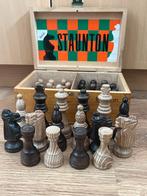 Vintage Chess Staunton  Koninghoogte 88 mm Compleet 32 Stuks, Ophalen of Verzenden