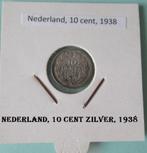 Nederland, 10 cent zilver 1938, Postzegels en Munten, Munten | Nederland, Zilver, Koningin Wilhelmina, 10 cent, Ophalen of Verzenden