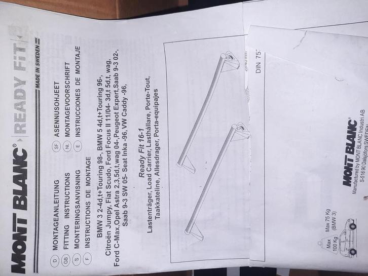 Mont Blanc Dakdragers - Ready Fit 16-1, Auto diversen, Dakdragers, Gebruikt, Ophalen