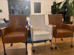 Leren fauteuils Goossens leer met wieltjes, Huis en Inrichting, Ophalen, Minder dan 75 cm, Leer, Zo goed als nieuw