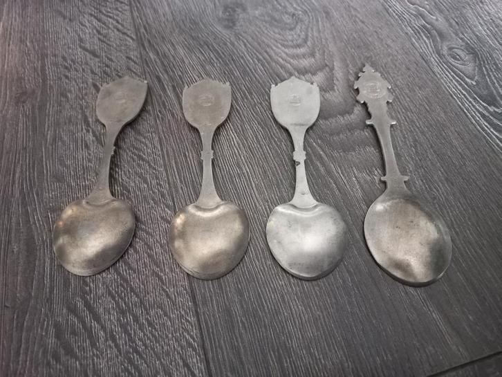 Vintage Tinnen Lepels - Set van 4, Antiek en Kunst, Antiek | Tin, Ophalen of Verzenden