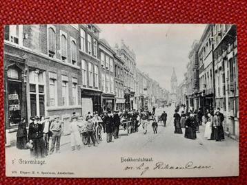 oude kaart Den Haag, Boekhorststraat, veel volk, karren 1903 beschikbaar voor biedingen