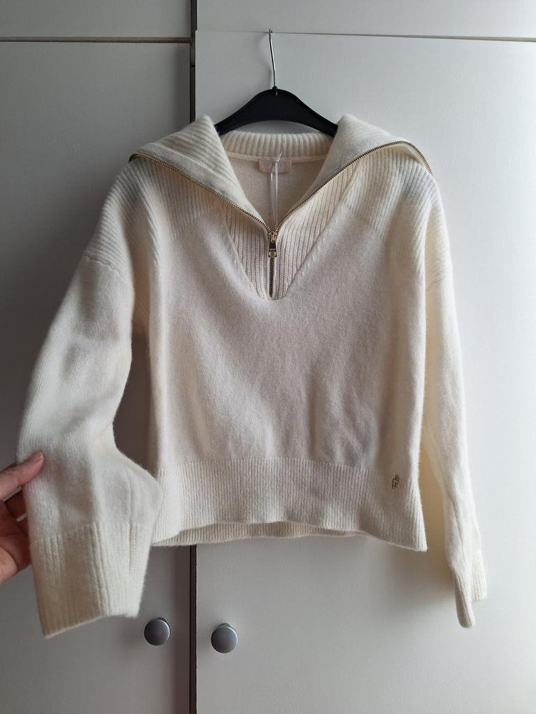 Liu jo 100% wollen trui met halve rits maat XS 34 ecru wit, Kleding | Dames, Verzenden, Liu Jo, Wit, Zo goed als nieuw