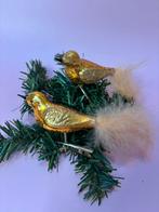 Set 2 gouden glazen vogeltjes op clip 2, Ophalen of Verzenden