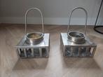 Te koop, mooie zilverkleurige windlichten, Huis en Inrichting, Woonaccessoires | Kandelaars en Kaarsen, Ophalen, Zo goed als nieuw