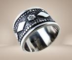 Nieuwe brede zware 925 TAXCO ruitjes bloemen ring M16,5!, Verzenden, Nieuw, Kleiner dan 17, X