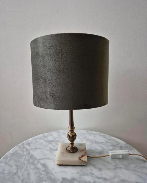 Vintage tafellamp lampenvoet onyx messing marmer natuursteen, Huis en Inrichting, Lampen | Tafellampen, Zo goed als nieuw, Minder dan 50 cm
