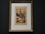 Anton Pieck originele ets Straatje Zalt-Bommel Zaltbommel, Ophalen of Verzenden