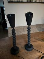 2 Zwarte Tafellampen, Huis en Inrichting, Lampen | Tafellampen, Ophalen of Verzenden, Gebruikt, Hout, 50 tot 75 cm