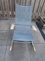 Grijze Schommelstoel met Houten Onderstel, Huis en Inrichting, Stoelen, Ophalen, Gebruikt, Metaal, Eén