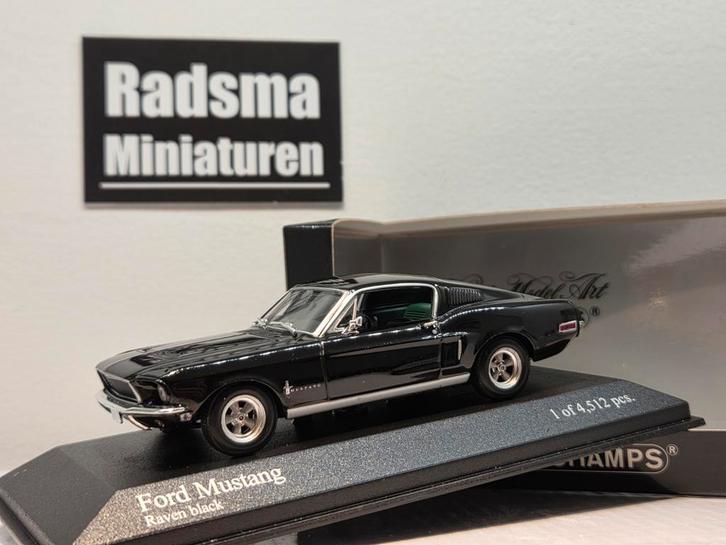 Ford Mustang - Raven Black - 1:43 Minichamps, Hobby en Vrije tijd, Modelauto's | 1:43, Zo goed als nieuw, Auto, MiniChamps, Ophalen of Verzenden