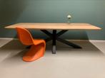 Eiken tafels met facetrand en afgeronde hoeken, geborsteld, Huis en Inrichting, Tafels | Eettafels, Nieuw, Vijf personen of meer