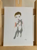 Illustratie van Aiko Fukawa uit flow- poes/kat, Minder dan 50 cm, Overige typen, Ophalen of Verzenden, Zo goed als nieuw
