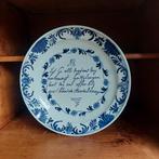 Antiek spreuken bord delfts blauw, Ophalen of Verzenden
